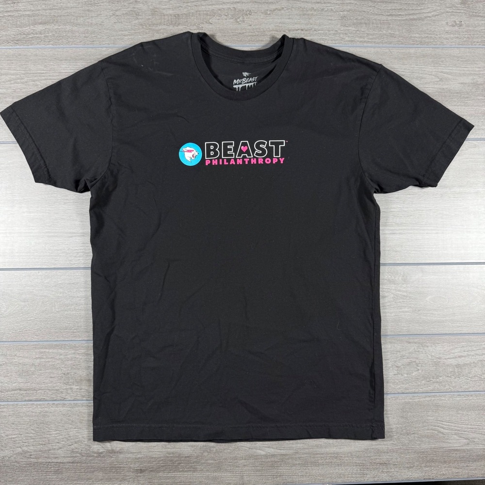 MrBeast Philanthropy T Shirt Black Large Beast Philanthropy Logo Graphic Tee